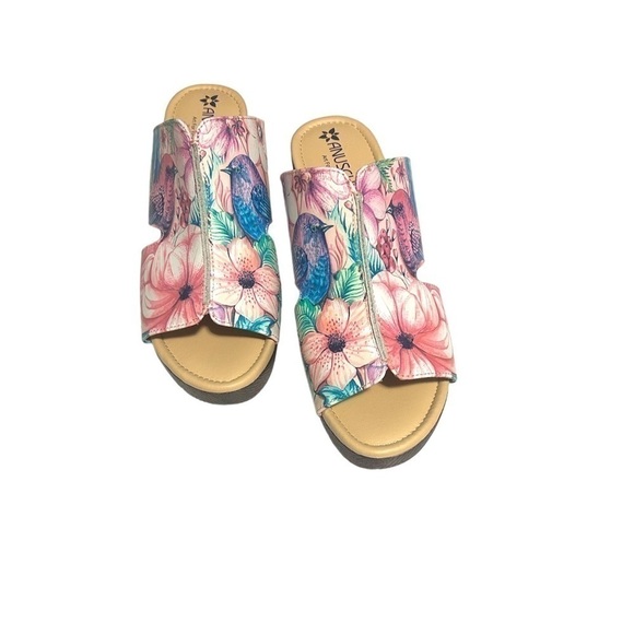 Host Pick Anuschka Women’s Vintage Garden Women Leather Platform Slide Size 9 - Picture 3 of 6